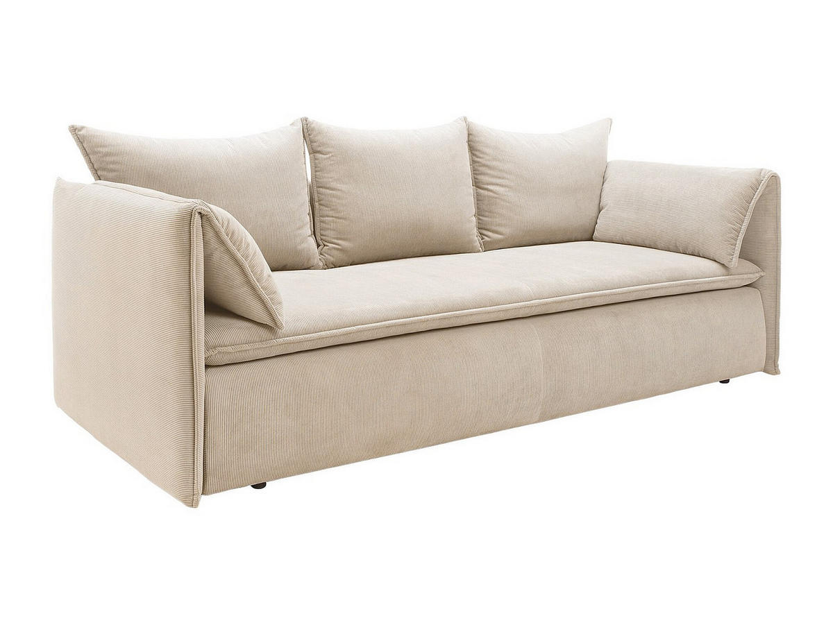 SOFA 3-Sitzer mit Schlaffunktion - Feincord - Beige - TEODORA - Beige, Textil (218/89/105cm) - Vente-Unique