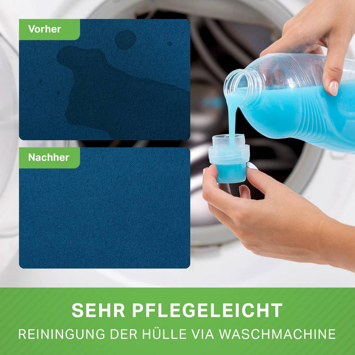 SITZSACK "Drop" 60x60x90cm - 220L - Blau, Textil (60/90/60cm) - Green Bean