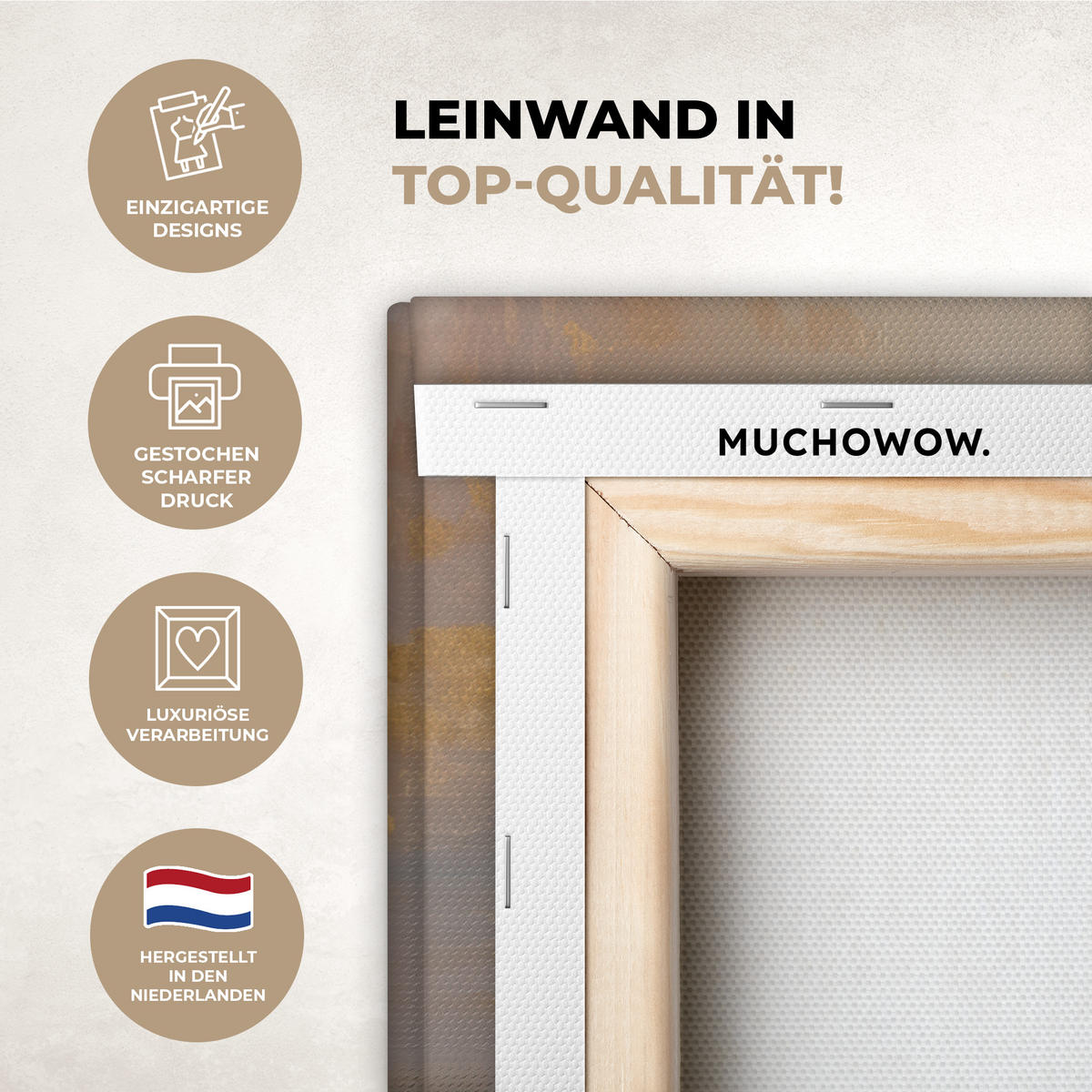 LEINWANDBILD Gemälde - Welle - Jesus - Abstrakt Gemälde 60x40 cm - Goldfarben, Textil (60/40cm) - MuchoWow