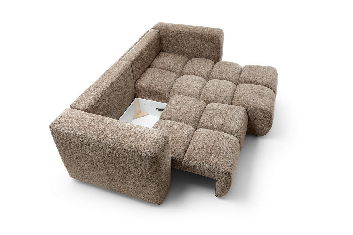 ECKSOFA ARTE 01 Braun Chenille mit Schlaffunktion - Braun, Holz (245/177cm) - MASSENO