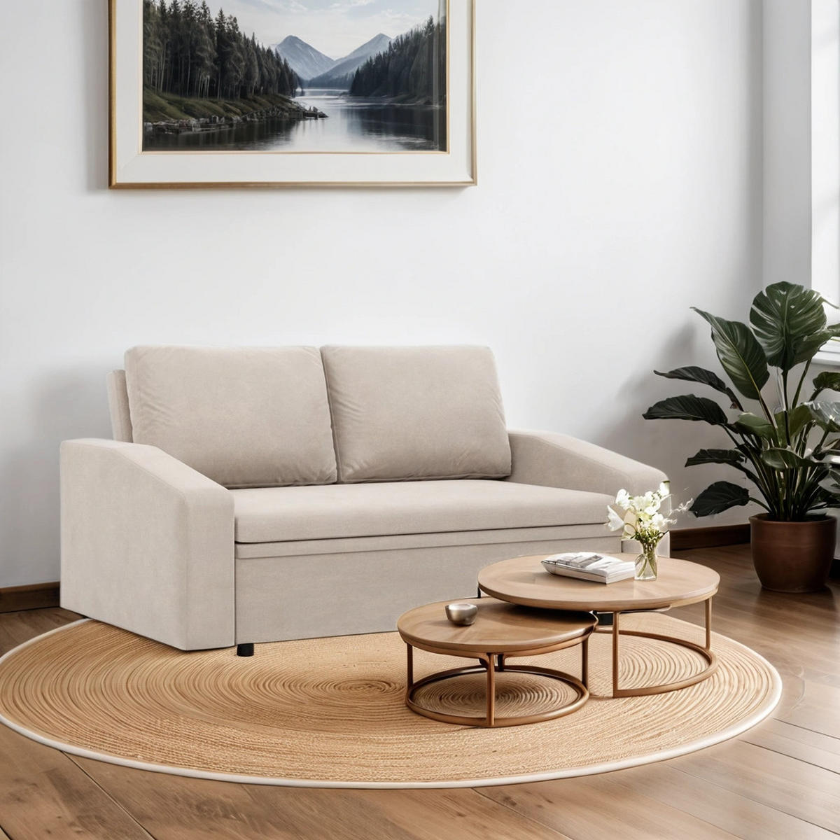 SOFA Neo mit abgeschrägter Armlehnen beige - Beige, Textil (148/90/87cm) - SIMKAM Furniture