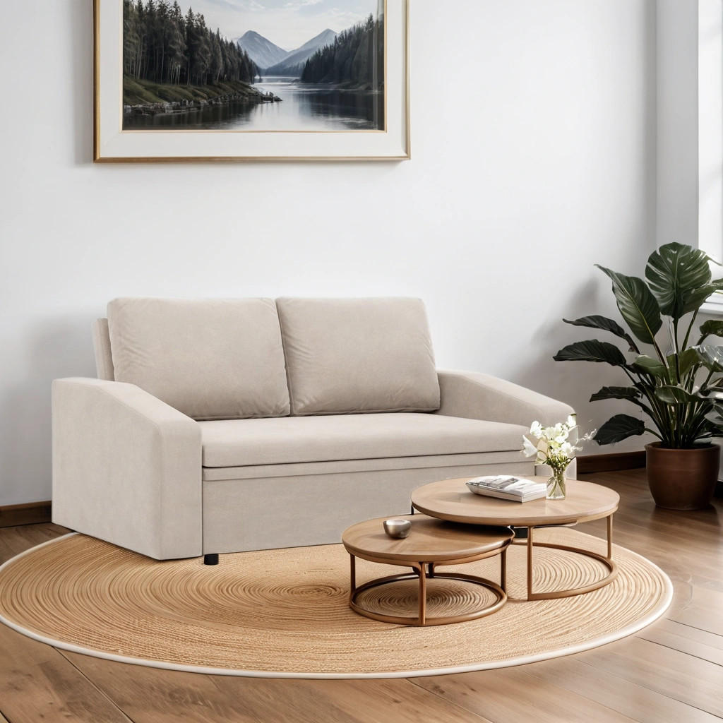 Thumbnail - Simkam Furniture Sofa, Beige, Textil, 148x90x87 cm, Wohnzimmer, Sofas & Couches, Schlafsofas