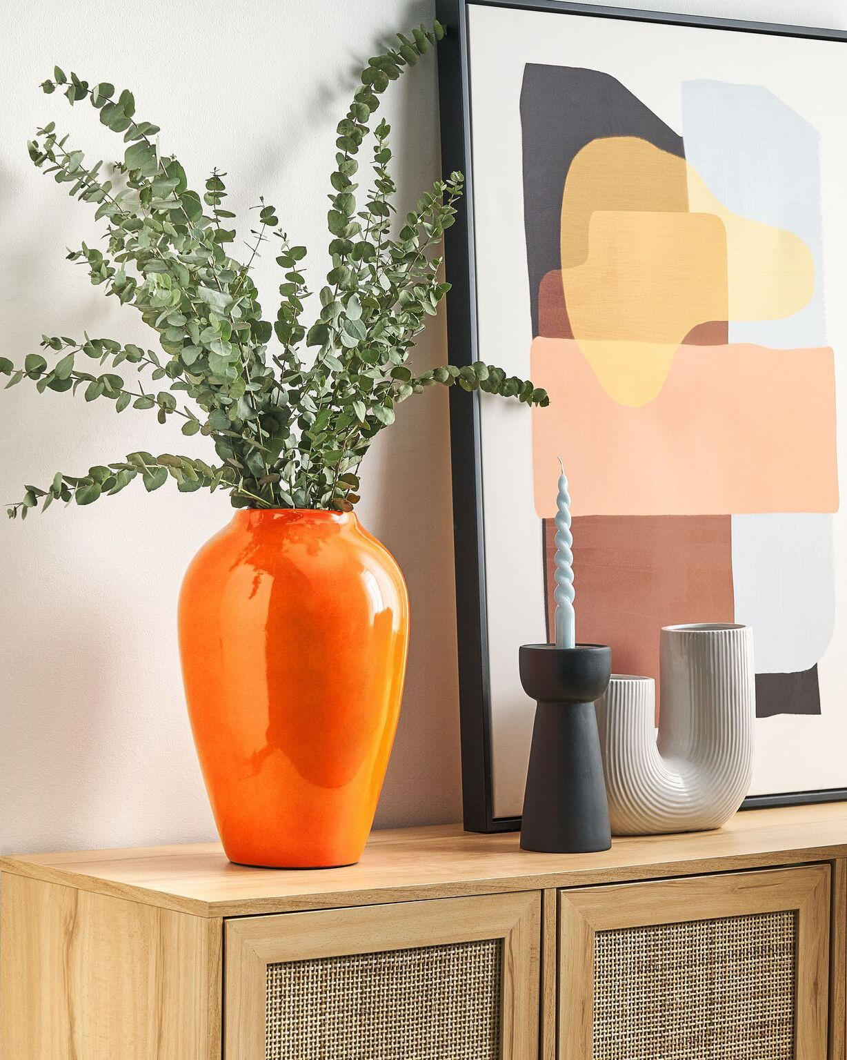 BLUMENVASE Terrakotta orange Terrasa - Orange, Stein (39cm) - Beliani