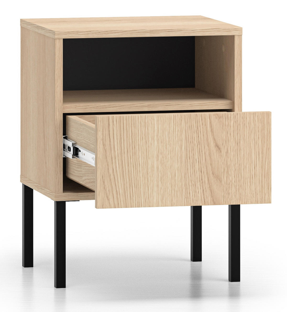 NACHTTISCH Barnee Eichenholzoptik 40 cm - Eichefarben/Schwarz, Holzwerkstoff (40/53/34cm) - Selsey