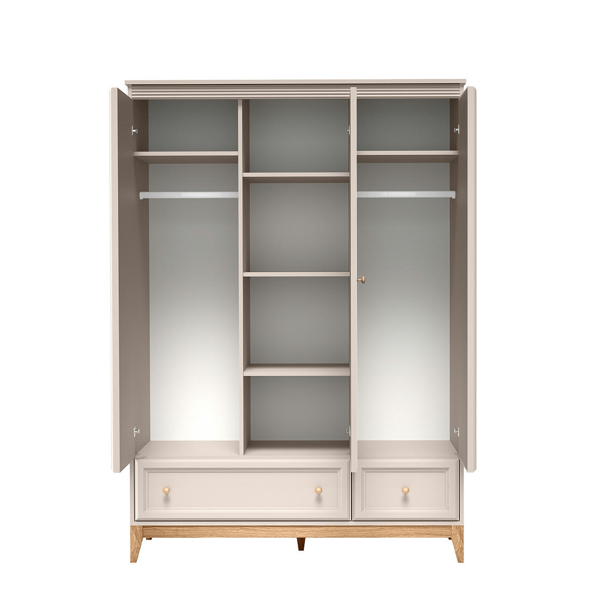 DREHTÜRENSCHRANK CUNEO 135,5/193/54,6 cm 3-türig mit Spiegel Kaschmir - Kaschmir, Holzwerkstoff (135.5/193/54.6cm) - MASSENO