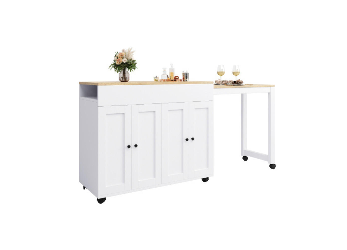 BARTISCH White - Weiß, Holz (50/94/118cm) - Urban Meuble