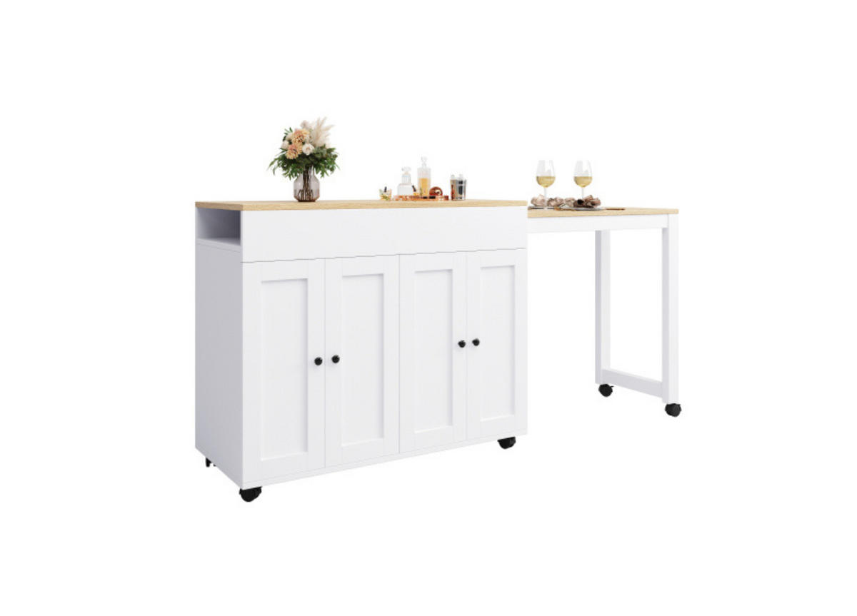 BARTISCH White - Weiß, Holz (50/94/118cm) - Urban Meuble