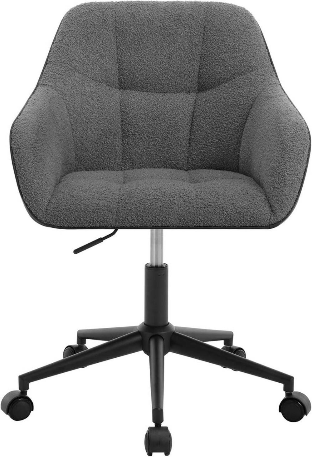 DREHSTUHL höhenverstellbar, Bouclé-Sitz, Dunkelgrau+Schwarz - Dunkelgrau/Schwarz, Kunststoff/Textil (61/81/56cm) - Woltu