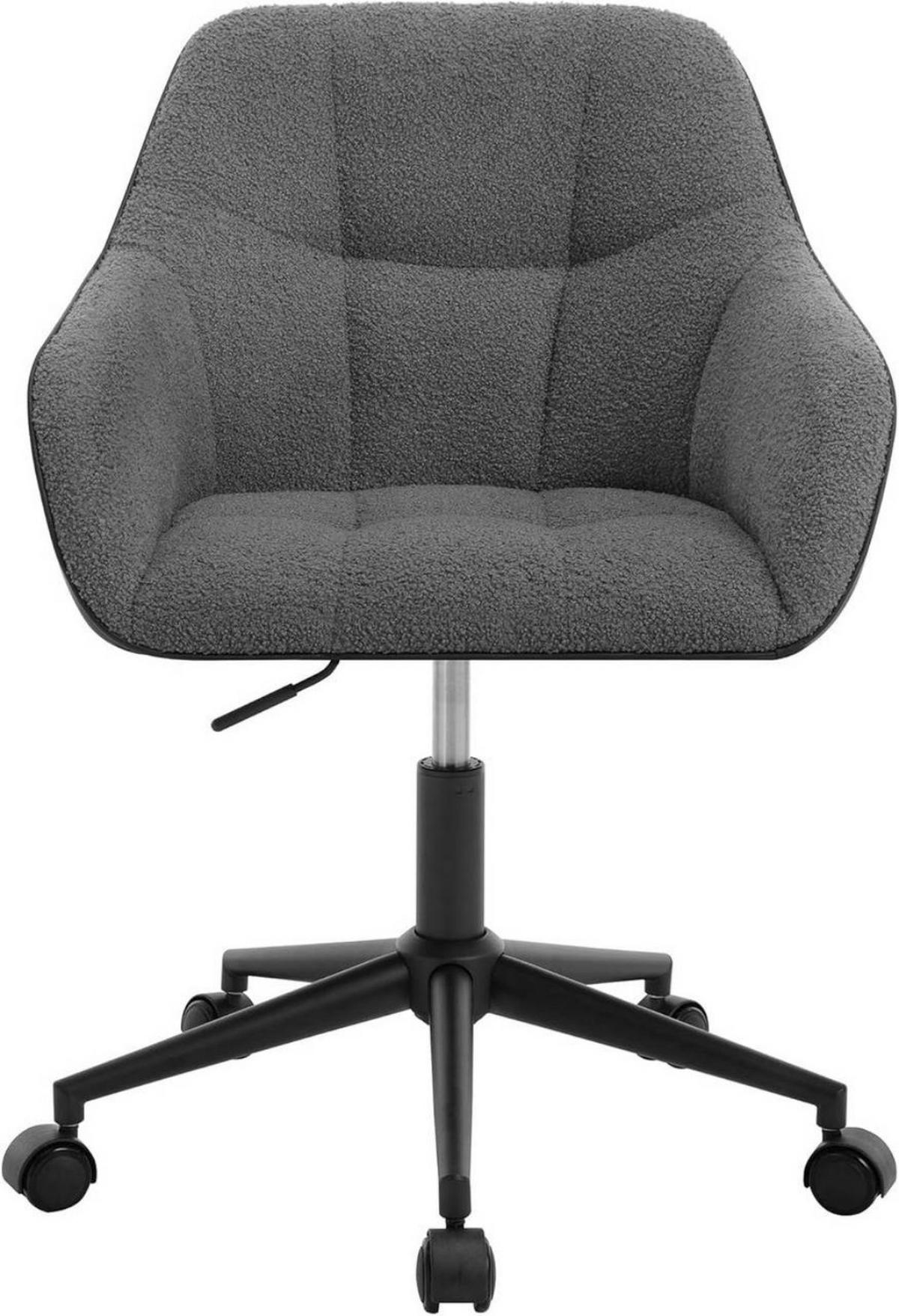 DREHSTUHL höhenverstellbar, Bouclé-Sitz, Dunkelgrau+Schwarz - Dunkelgrau/Schwarz, Kunststoff/Textil (61/81/56cm) - Woltu