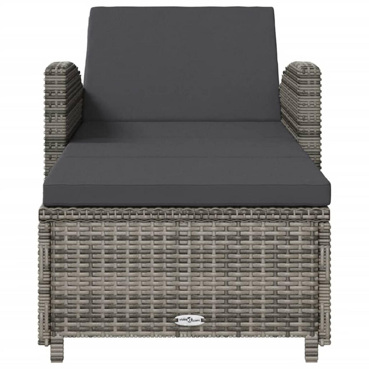 SONNENLIEGE mit Dunkelgrauer Auflage Poly Rattan Grau - Grau, Kunststoff (67/67/201cm) - furnicato