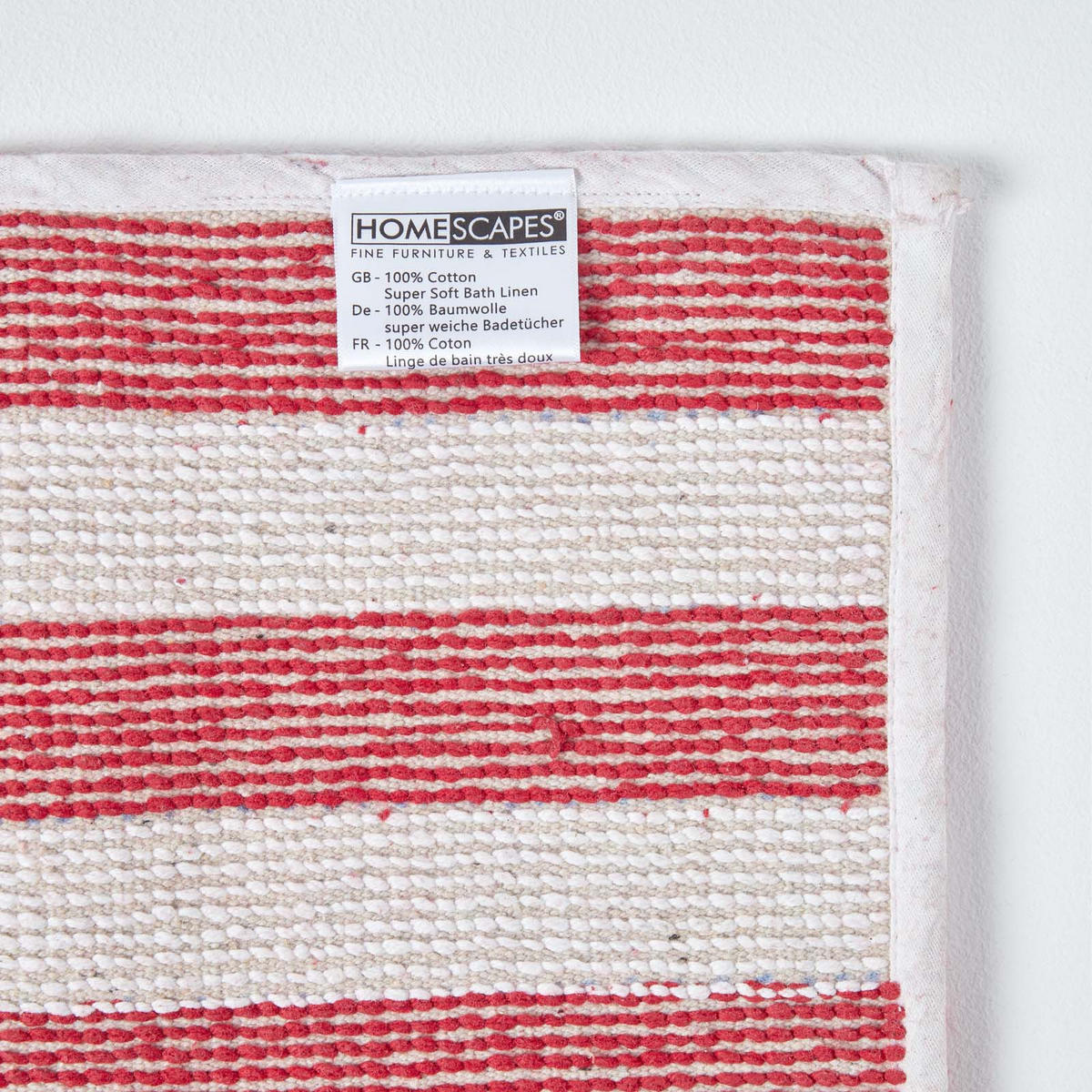 BADEMATTE Stars & Stripes 50/80 cm, Baumwolle - Rot, Textil (50/80cm) - Homescapes