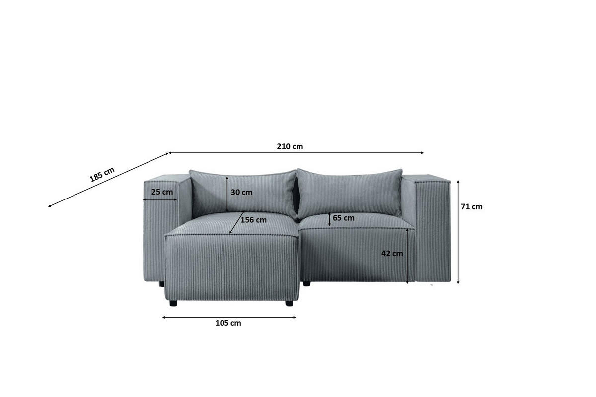 ECKSOFA L-Form Modulo, stoff Lincoln, Blaugrau, Links - Blaugrau, Holz (210/185cm) - Kaiser Möbel