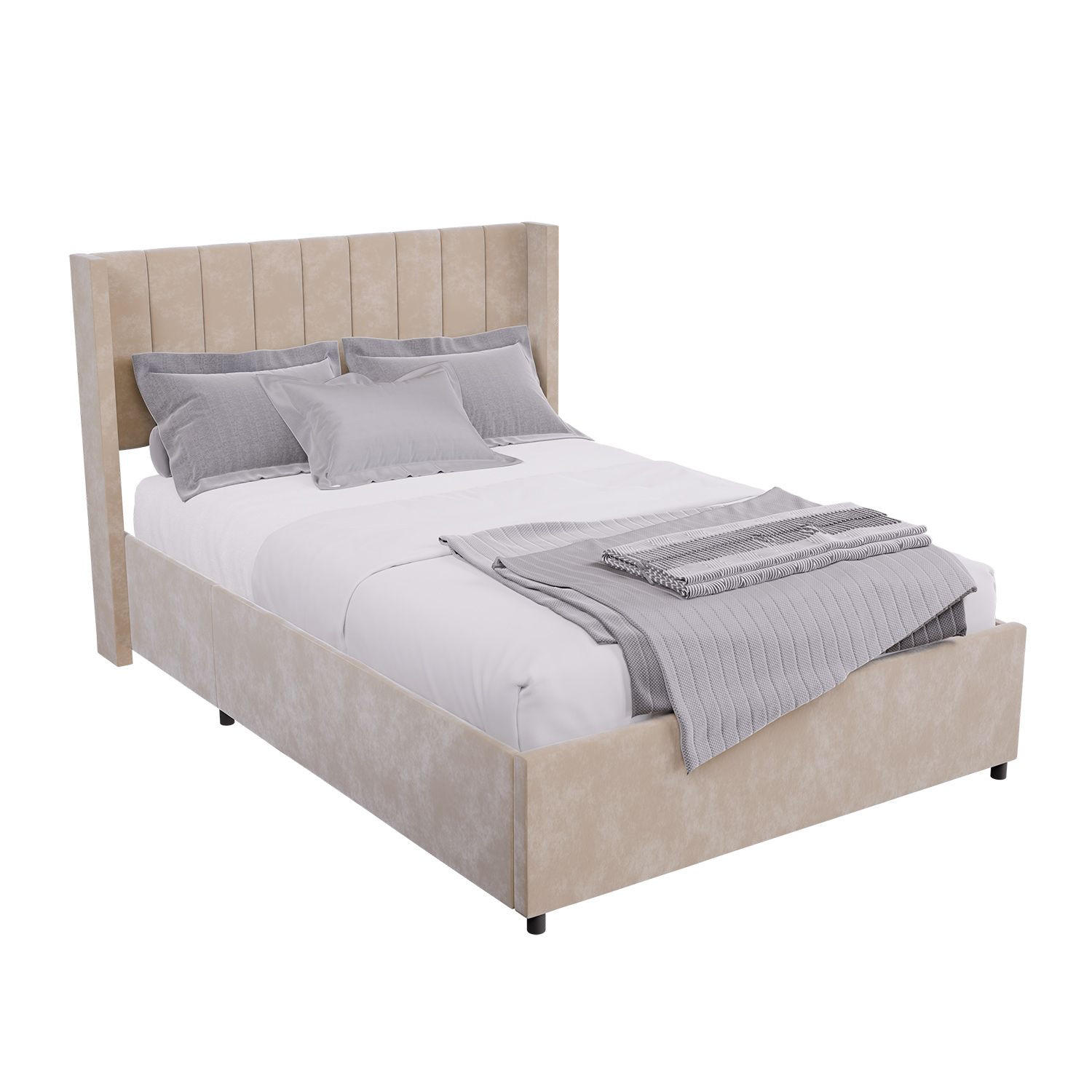 POLSTERBETT Savona beige 140 x 200 cm - Beige, Holzwerkstoff (140/200cm) - Juskys