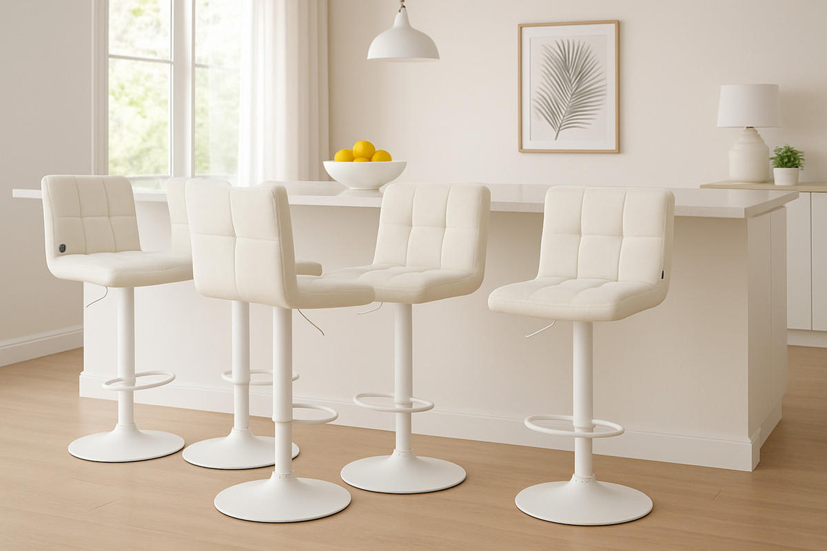 BARHOCKER Peran Samt weiß creme - Creme/Weiß, Textil/Metall (46/114/47cm) - TPFLiving