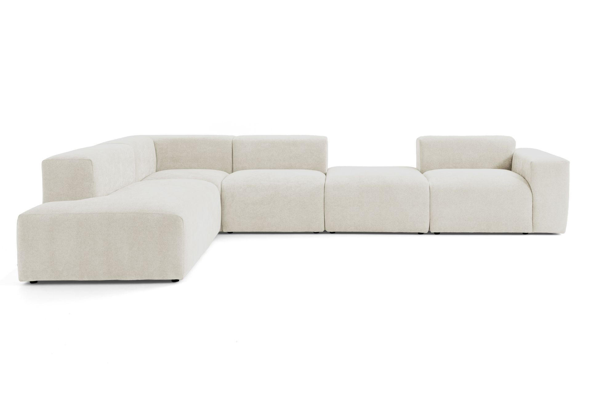 5-SITZER modulares Ecksofa HEAVEN SET 5 Links, Breite 380 cm Webstoff Weiß - Schwarz/Weiß, Holz/Kunststoff (380/245cm) - Muffo