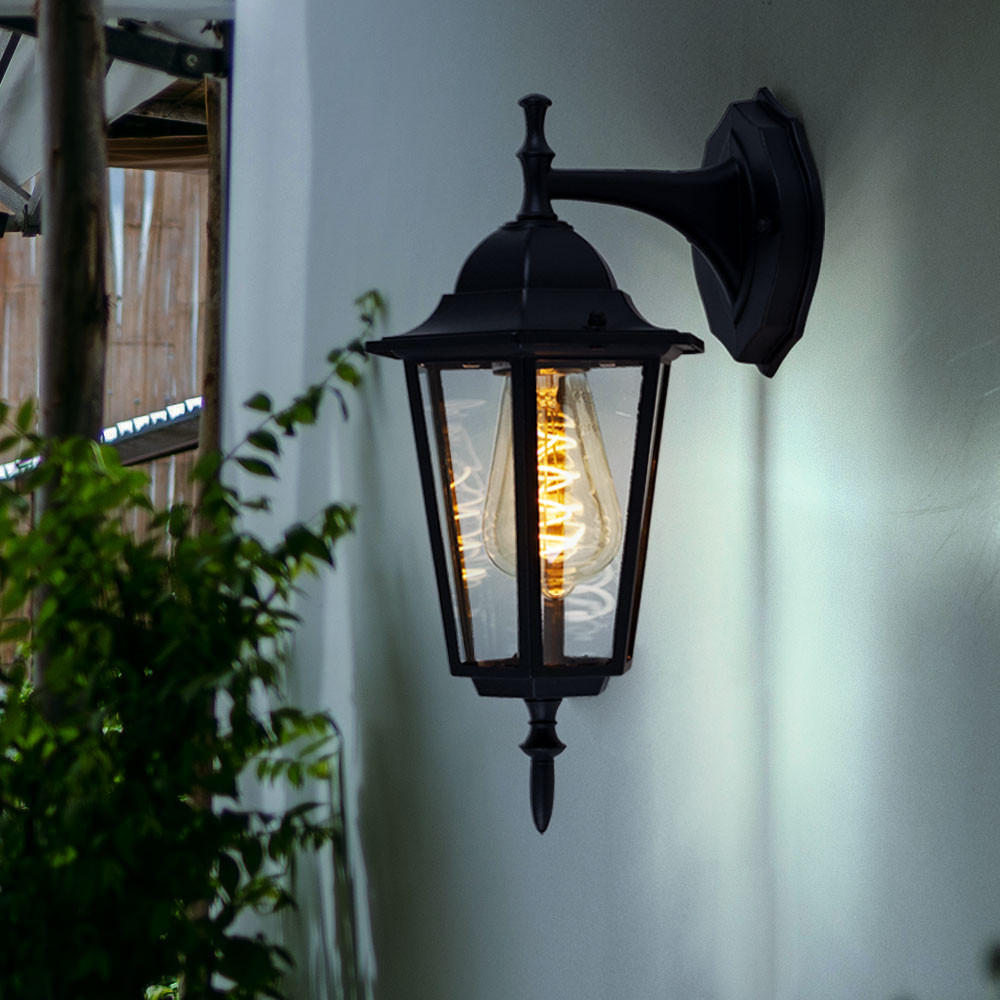 LED AUSSENWANDLAMPE Laterne Schwarz - Schwarz, Glas (20.8/17/36cm)