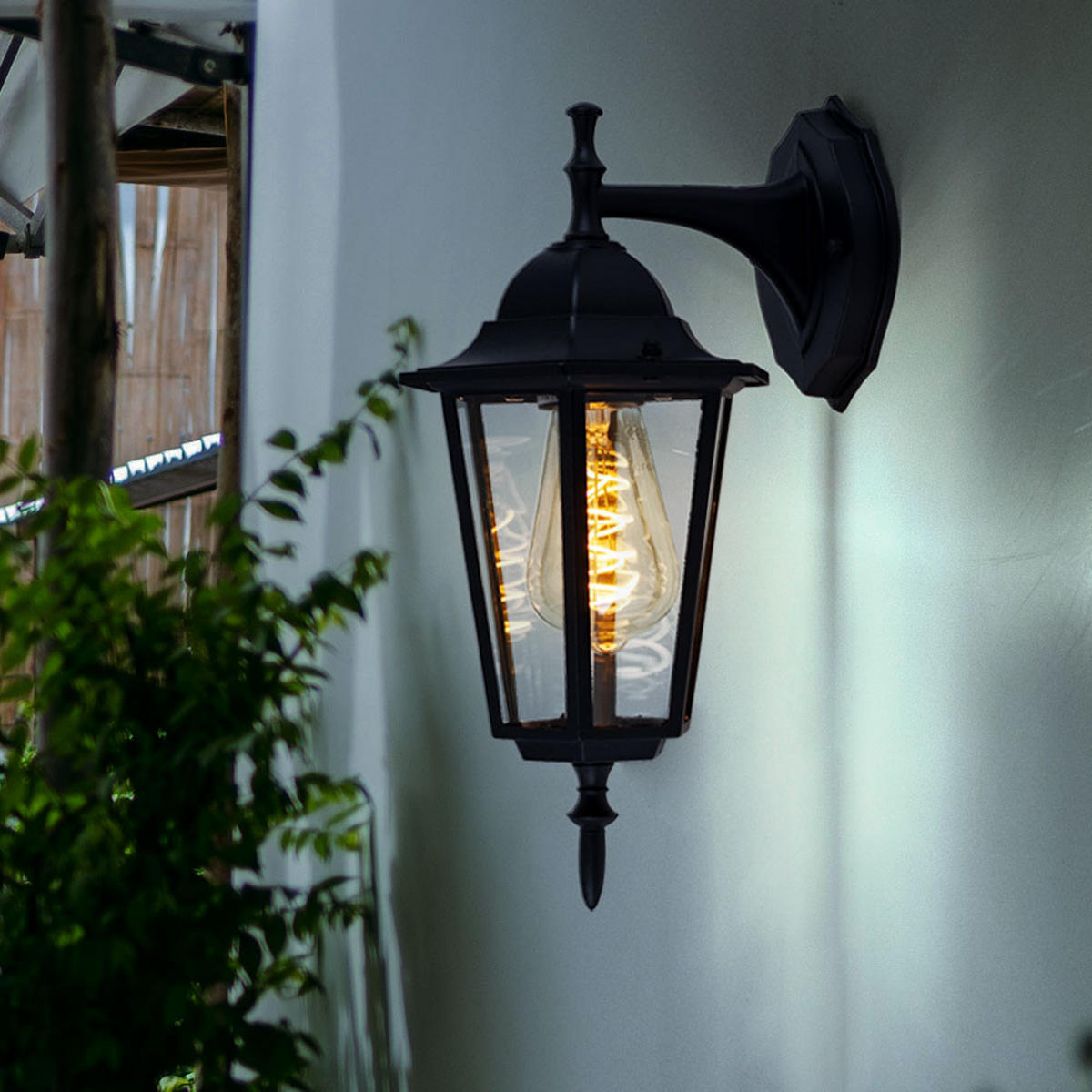 LED AUSSENWANDLAMPE Laterne Schwarz - Schwarz, Glas (20.8/17/36cm)