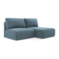 ECKSOFA mit Schlaffunktion rechts Strukturstoff Stoff Blau - Blau/Schwarz, Kunststoff/Textil (210/149cm) - LaMiaSofa