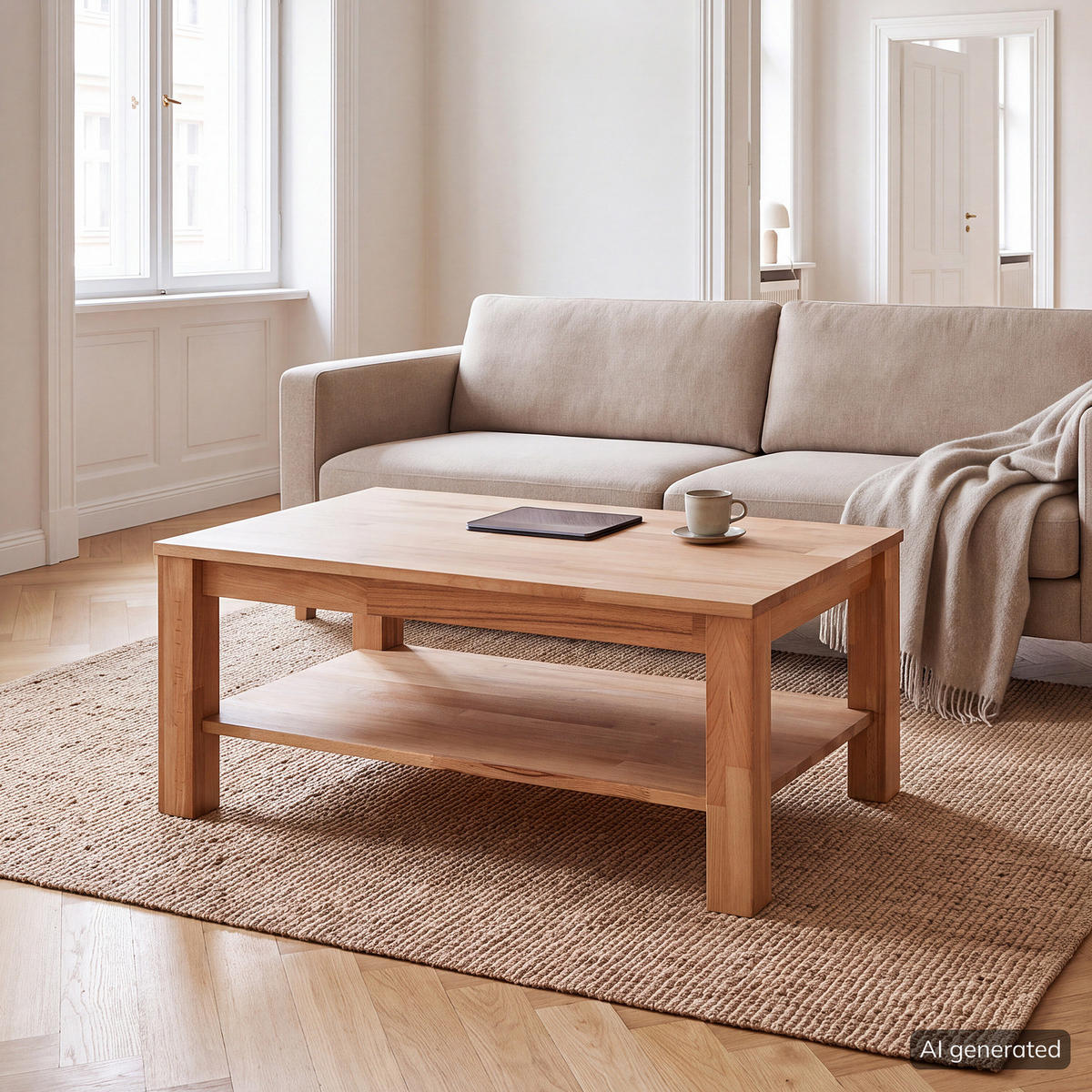 COUCHTISCH - Kernbuche Massiv - Kernbuche, Holz (60/100/45cm) - home24