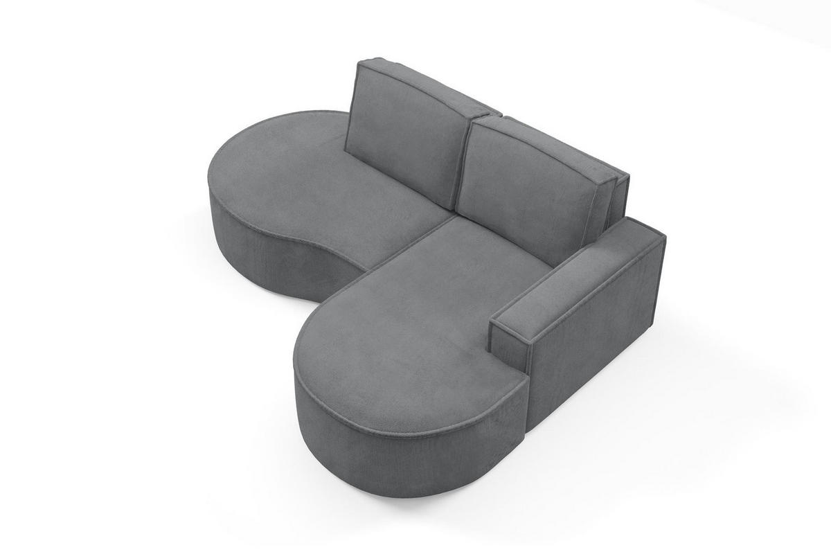 ECKSOFA Flow Graphit, mit Kissen in Curio Stoff, rechte seite - Graphitfarben, Holzwerkstoff/Textil (210/157cm) - Bettso