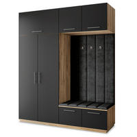GARDEROBENSCHRANK REMA 200/240/60 cm Modern Eiche Wotan - Eiche Wotan/Schwarz, Holzwerkstoff (200/240/60cm) - MASSENO