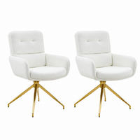 DREHSTUHL 2er-Set 360° drehbar 85 cm PU Weiß Goldfarben - Weiß, Metall (50/85/55cm) - Meubliv