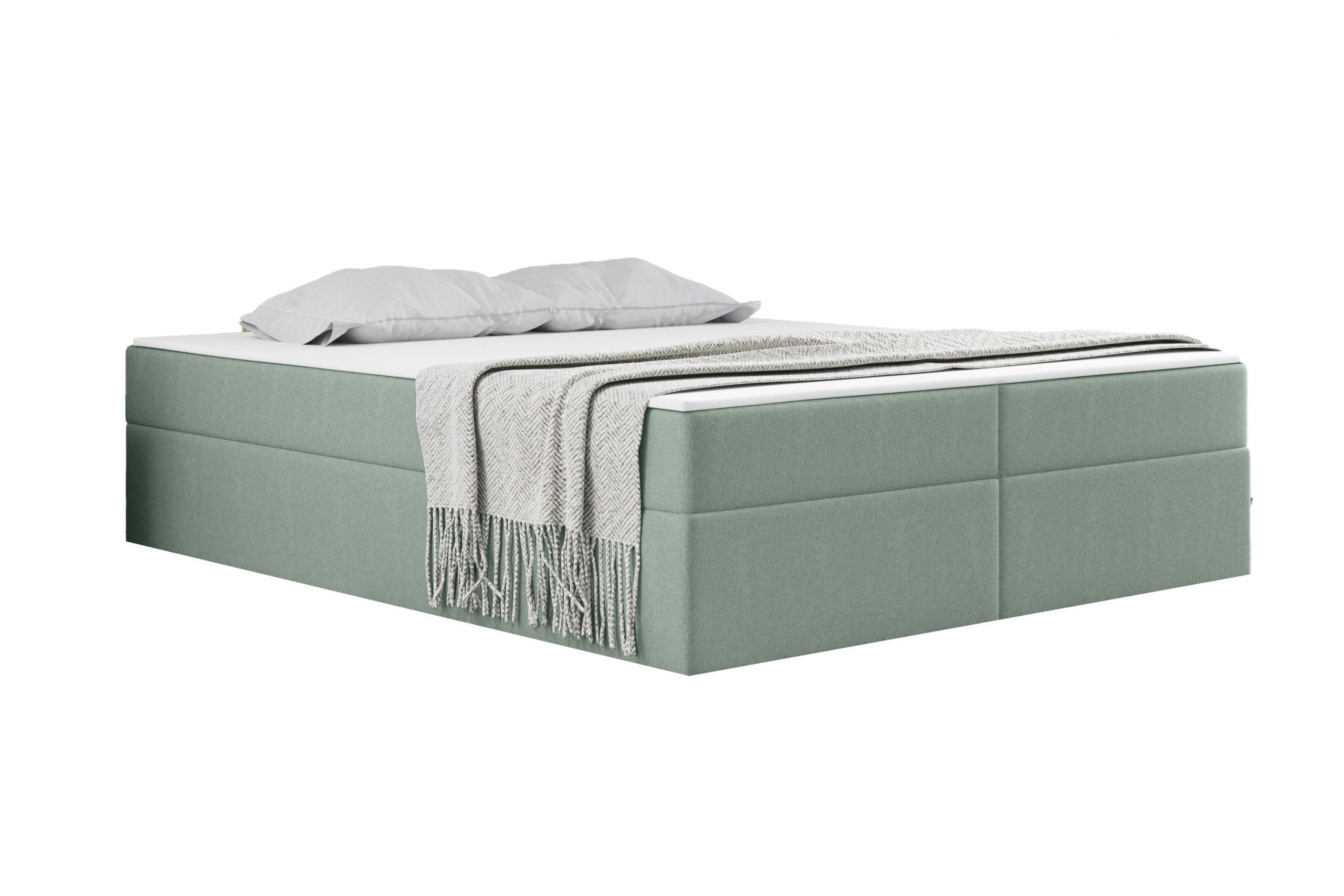 BOXBETT Mit Bettkasten Und Matratze Topper Ruben Mintz 160x200 cm H3-Bonell - Hellgrün, Holz/Textil (160/200cm) - Kaiser Möbel