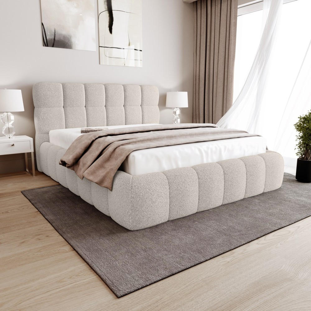 POLSTERBETT Cleo mit Matratze und Topper, 160x200 cm, Cappuccino - Cappuccino, Textil (160/200cm) - Beautysofa