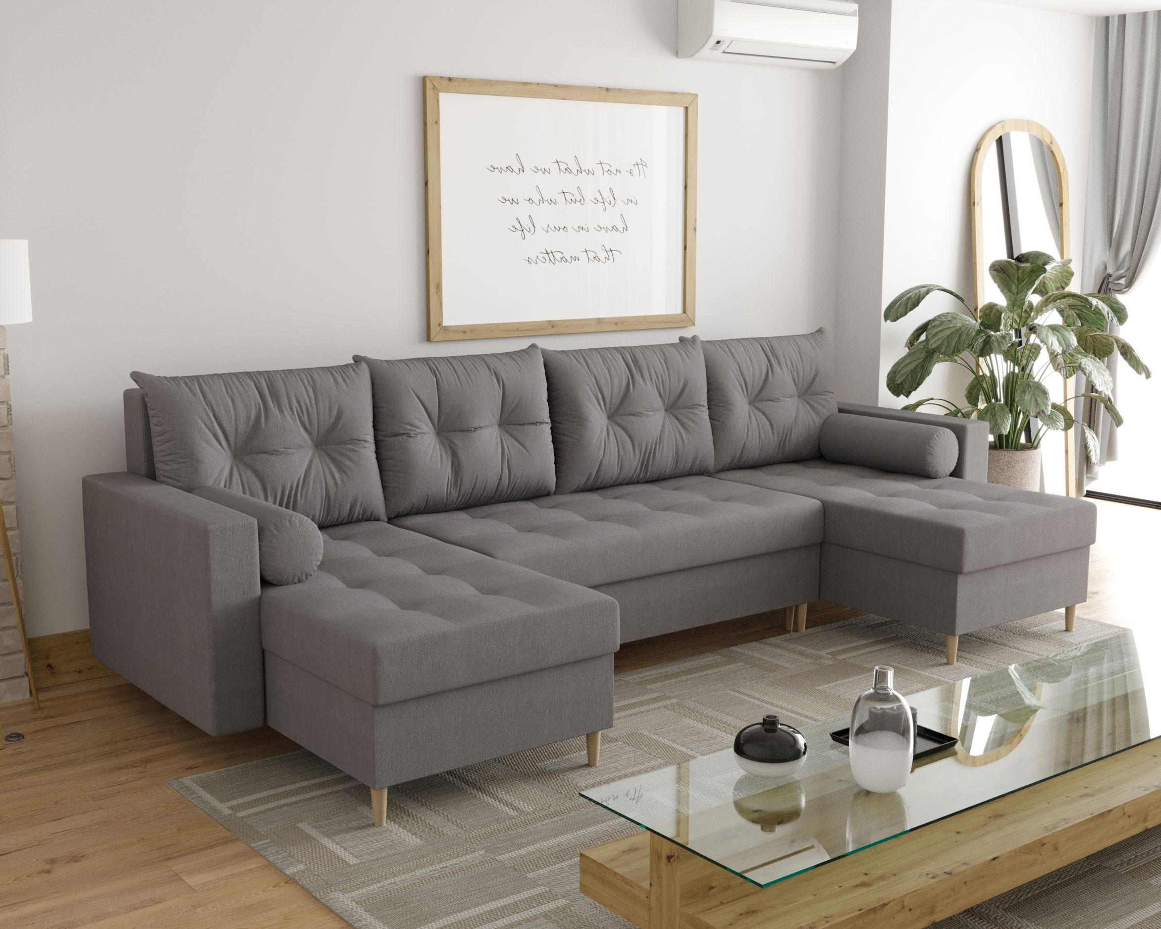 ECKSOFA SKANDI U Cosmic 160 mit Schlaffunktion - Dunkelgrau, Textil (300/88/145cm) - Bedante