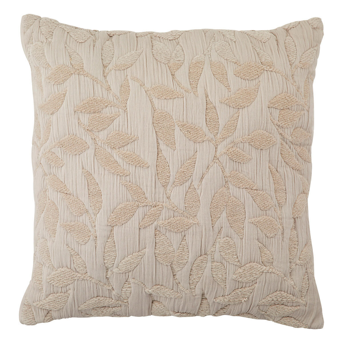 DEKOKISSEN mit Blattmotiv Letho 50/50/10 cm - Beige, Textil (50/50cm) - Atmosphera Createur d´interieur