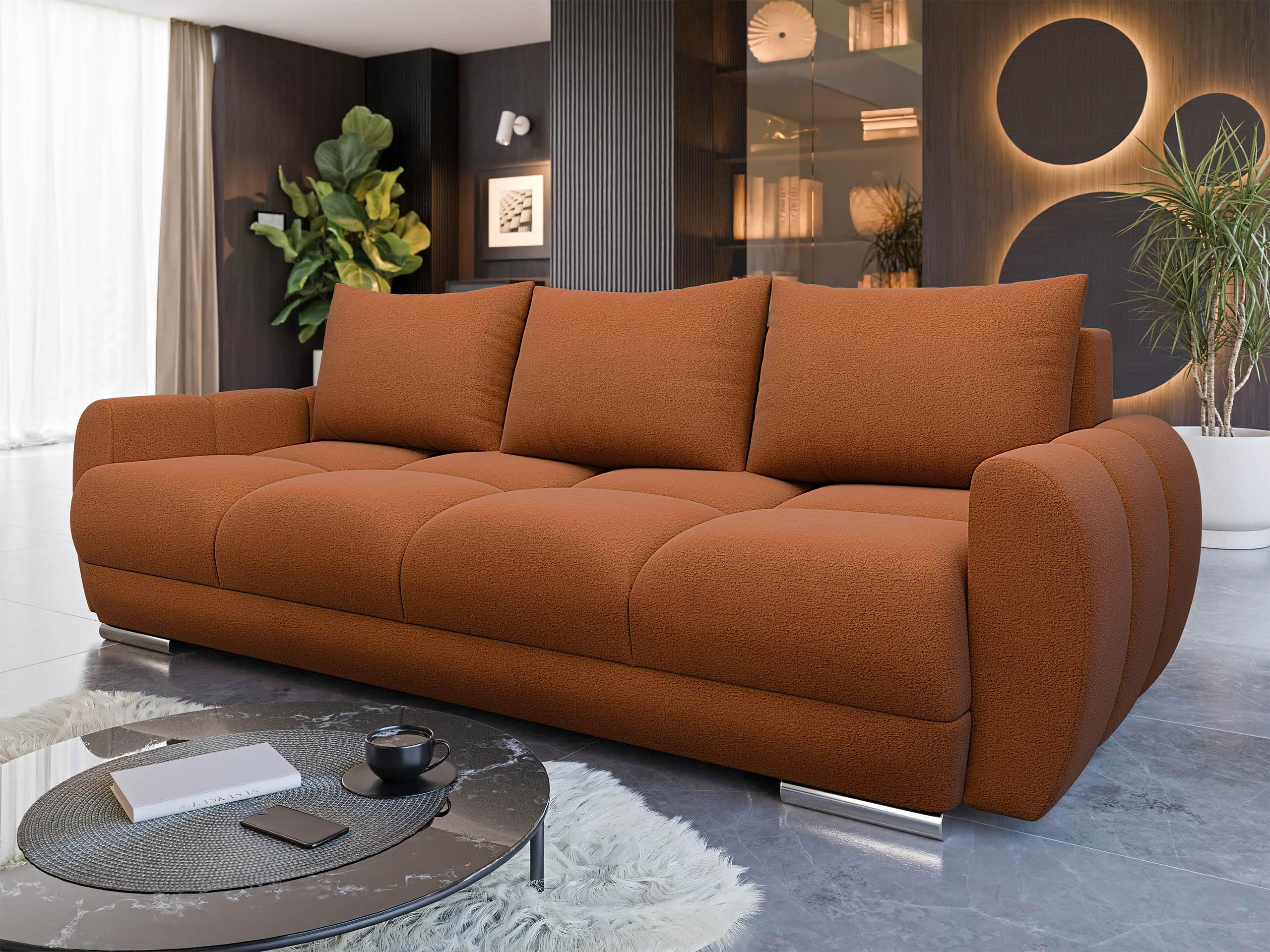 SCHLAFSOFA Logo 3 - Silberfarben/Braun, Holz/Kunststoff (234/89/97cm) - MIRJAN24