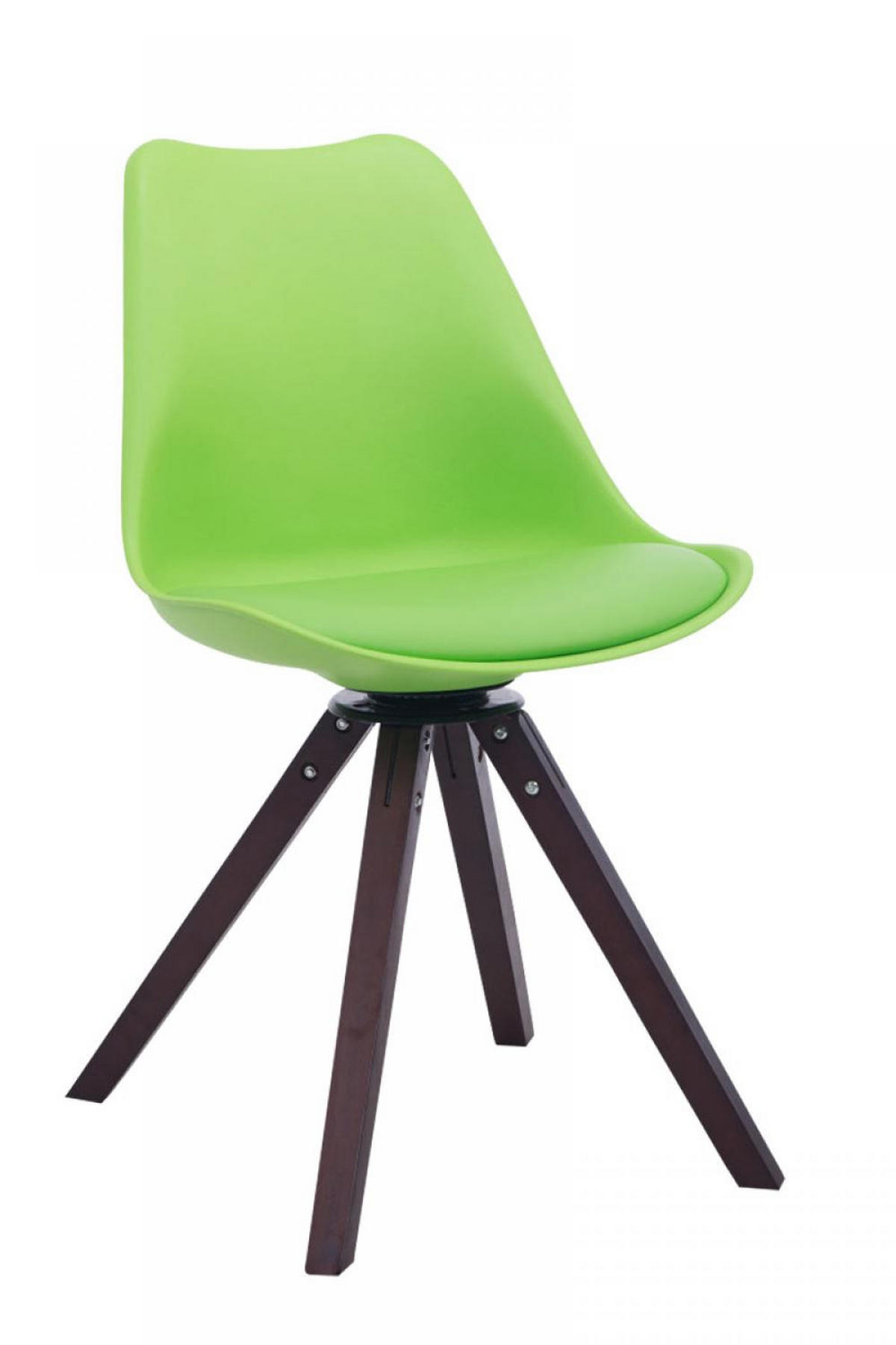 DREHSTUHL Lederlook grün - Walnussfarben/Grün, Holz/Textil (48/84/56cm) - CLP