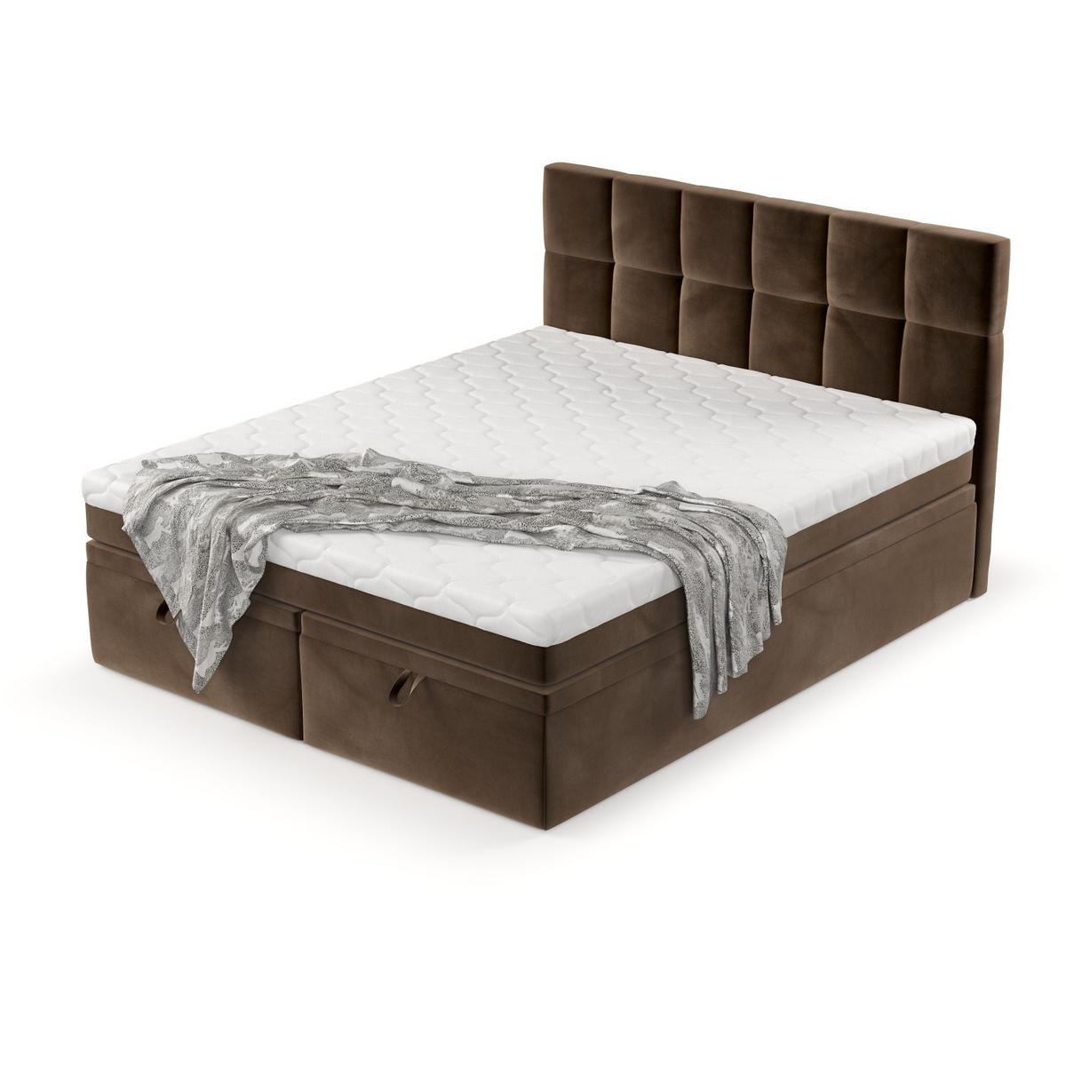 BOXBETT Elano 200/200 cm Braun im Kronos Stoff - Schwarz/Braun, Holz/Holzwerkstoff (200/200cm) - AltaBeds