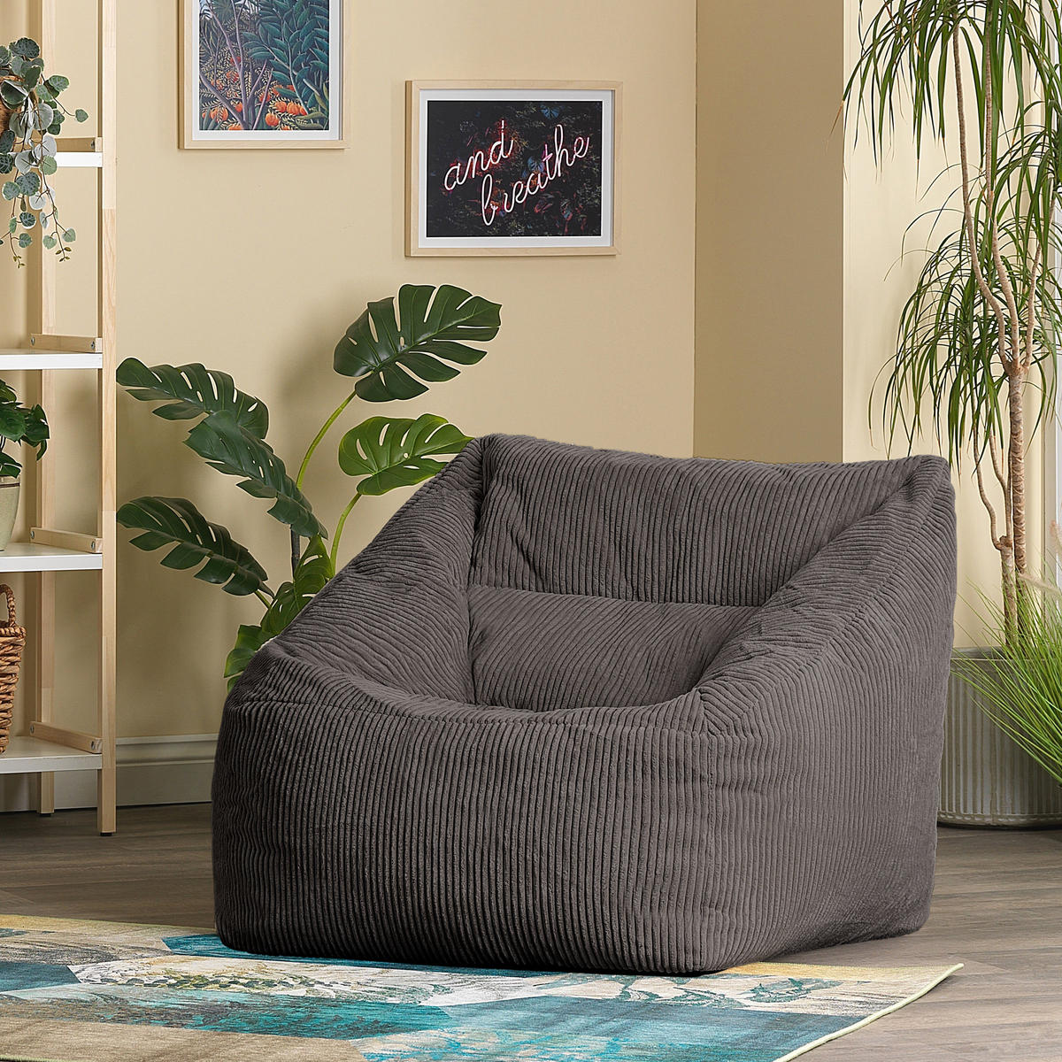 SITZSACK Cord Sessel Natalia - Grau, Textil (100/80/88cm) - icon