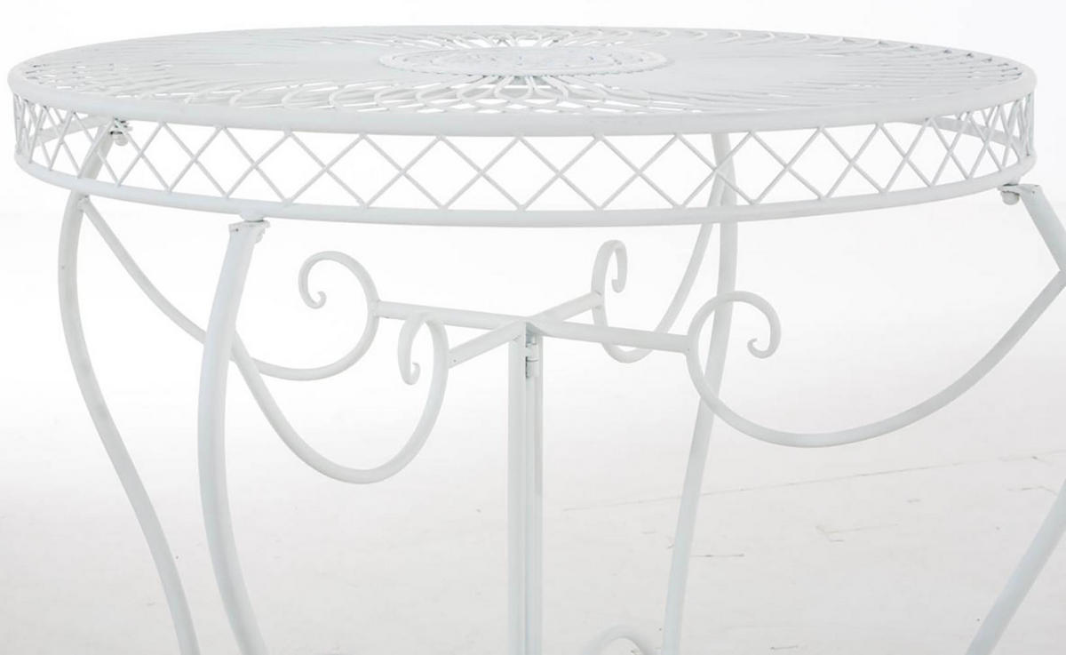 GARTENTISCH rund Ø90 cm Metall weiß - Weiß, Metall (90/90/69cm) - CLP
