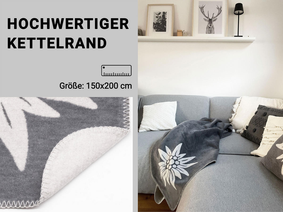 KUSCHELDECKE, 150/200cm, 60% Baumwolle, 40% Polyacryl, Grau - Grau, Naturmaterialien (150/200cm) - Zollner