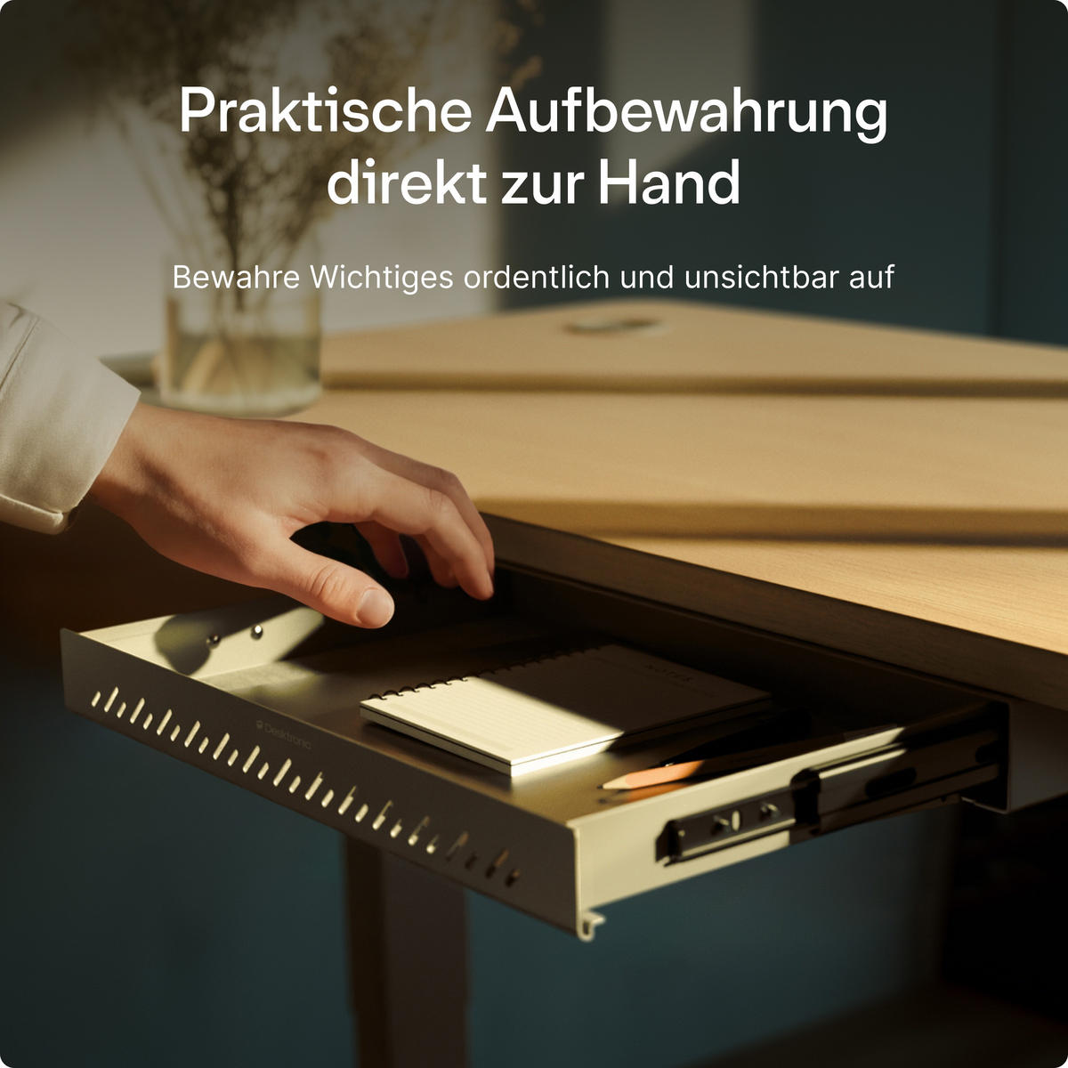 SCHUBLADEN-ORGANIZER unter dem Schreibtisch, 41x27x5cm Grau - Grau, Metall (41/27/5cm) - Desktronic