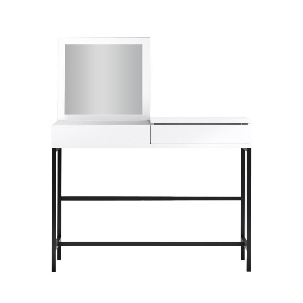 FRISIERTISCH mit 1 Schublade, Spiegel und integriertem Schmuckfach, L100 cm - Meya - Weiss - Weiß, Holz (100/74/50cm) - Drawer