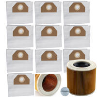STAUBSAUGERBEUTEL WD3/WD2 Set, 10er, verstärkter Filter mit Netz, 2-lagig Papier - Multicolor, Kunststoff/Metall (10/10/10cm)