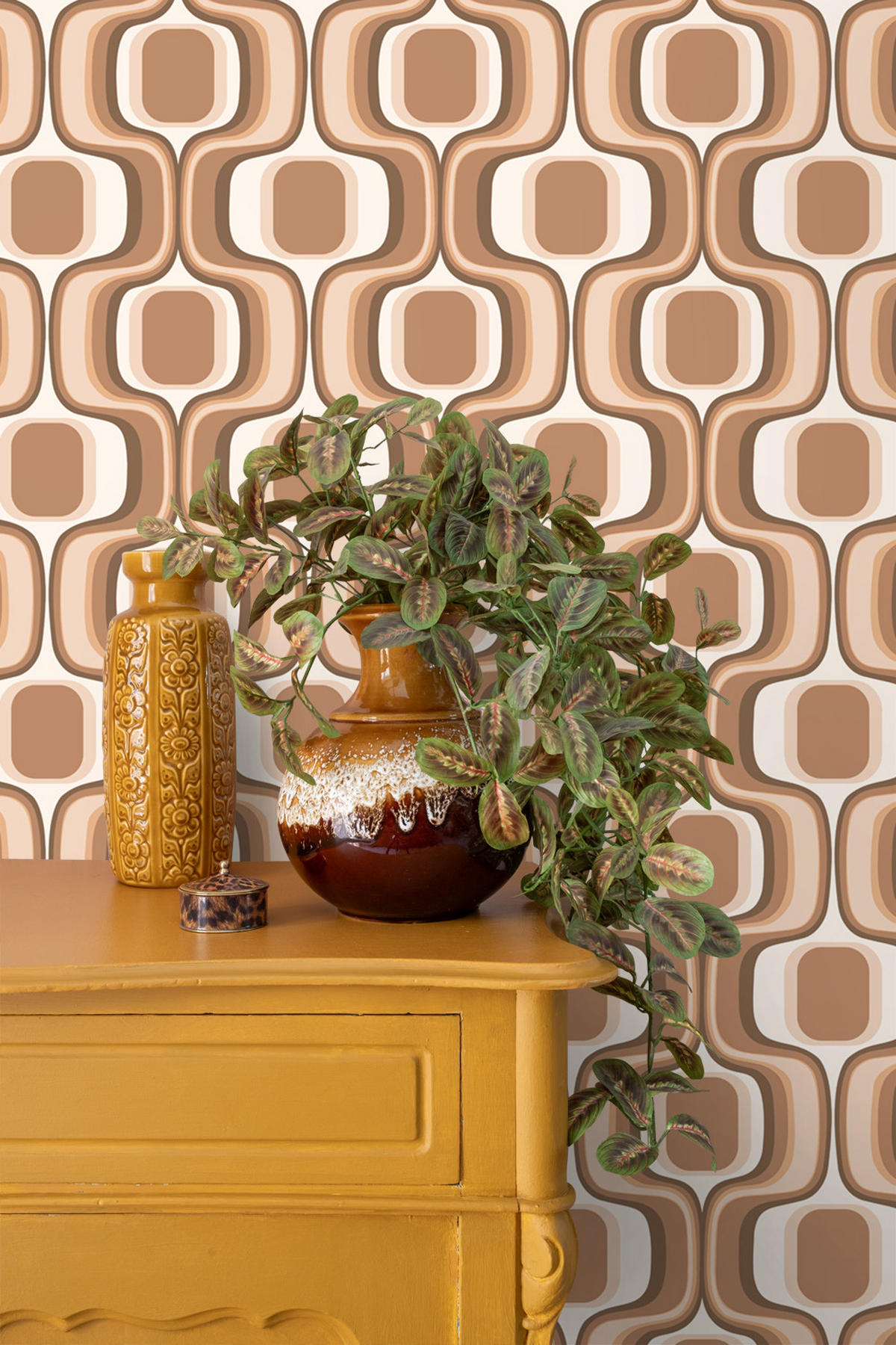TAPETE Retro-Ornamente 50 x 900 cm - Braun, Papier (50/900cm) - ESTAhome