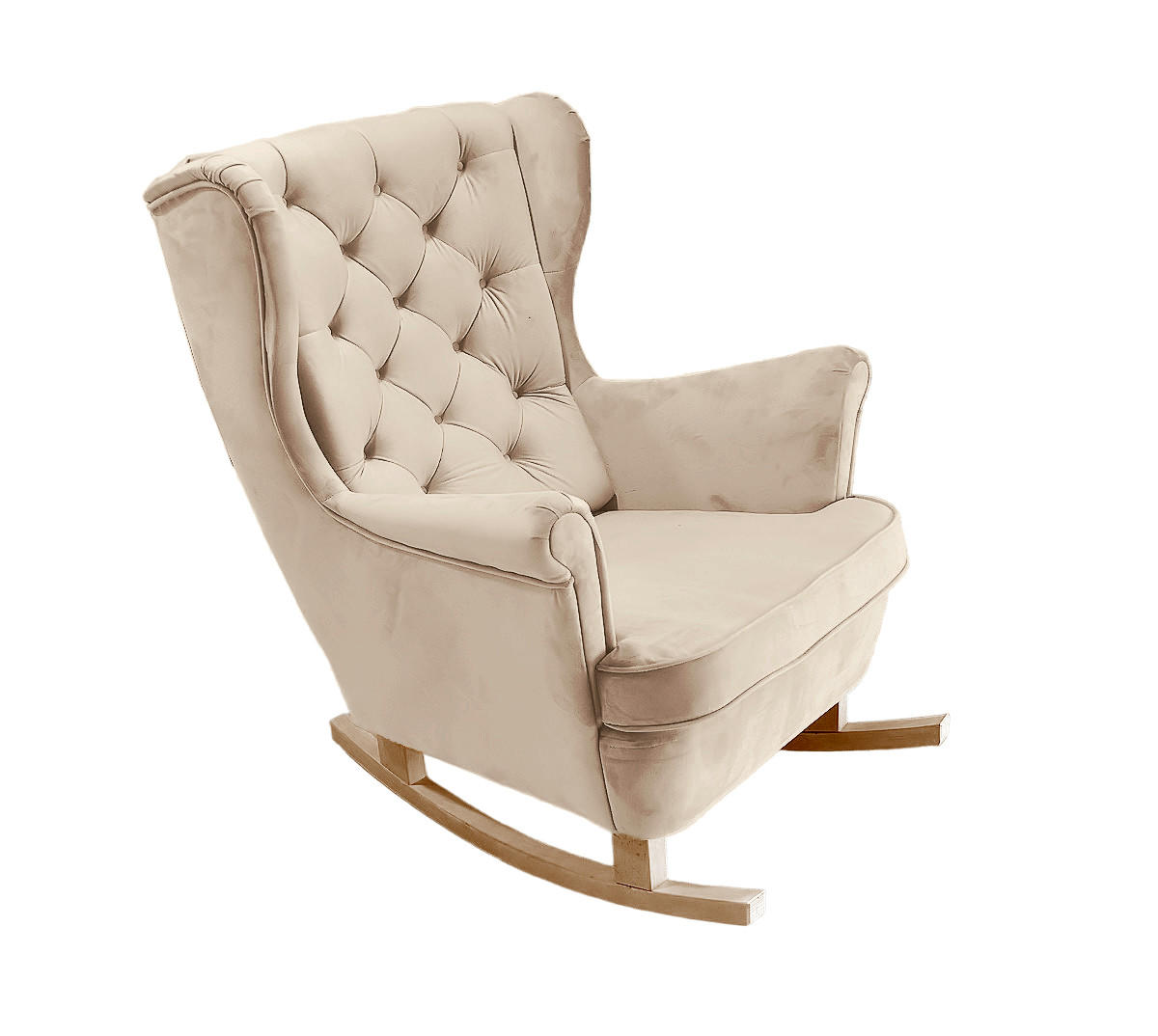 SCHAUKELSESSEL mit gepolstertem Sitz und Armlehnen, 102x81x95 cm, Beige_29802 - Beige/Buchefarben, Holz/Textil (81/102/95cm) - DomoHome