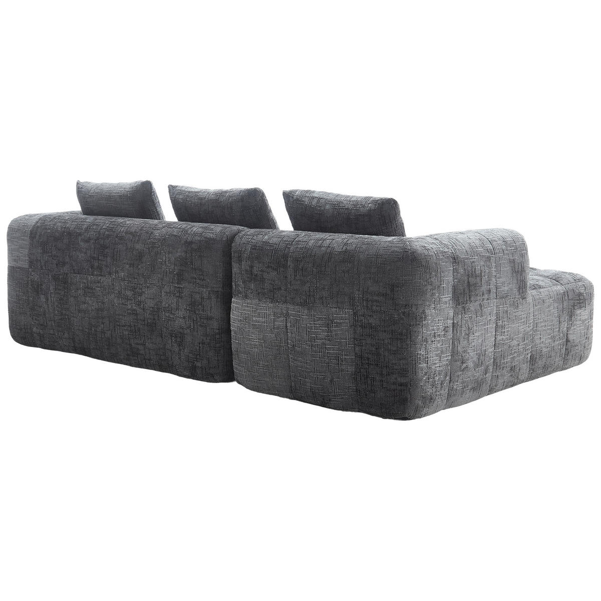 ECKSOFA chenille L-form mit chaiselongue & 3 kissen - Grau, Textil (250/158cm) - Urban Meuble