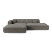 ECKSOFA LINKS Gemusterter Samt Grau 310cm - Grau, Textil (96/300cm) - Sia Home