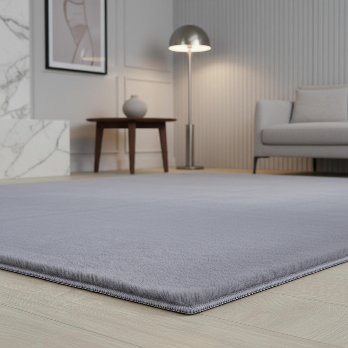 TEPPICH Wohnzimmer Einfarbig Pflegeleicht Waschbar OEKO-TEX Grau 80x150 cm Gekettelt Flur – NECKAR - Grau, Textil (80/150cm) - KADIMA DESIGN