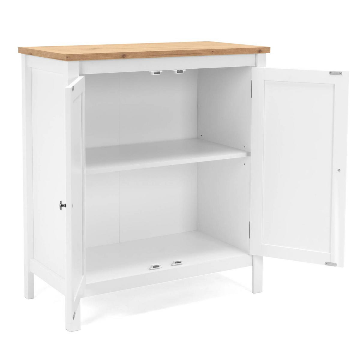 SIDEBOARD 80/90/40 cm Weiß, Natur - Chromfarben/Weiß, Holz (80/90/40cm) - Homestyle4u