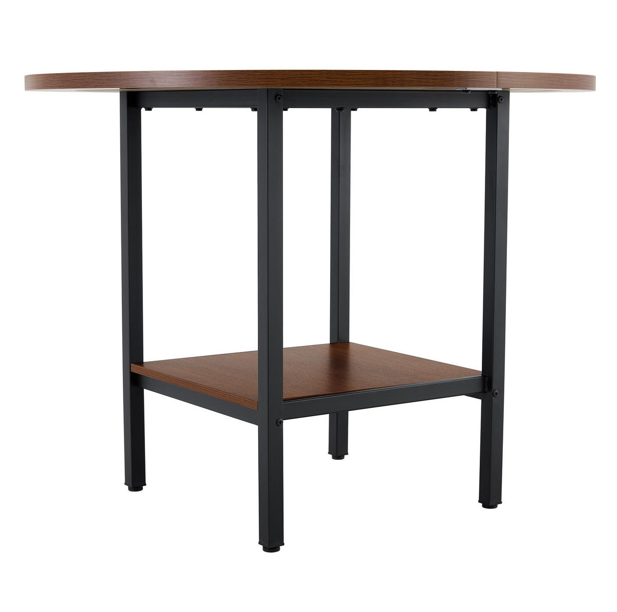 JEDÁLENSKÝ stôl 100/77 cm, MDF a kov, orechová, s odkladacou policou - farba vlašského orecha, kompozitné drevo (100/100/77cm) - BEAOK