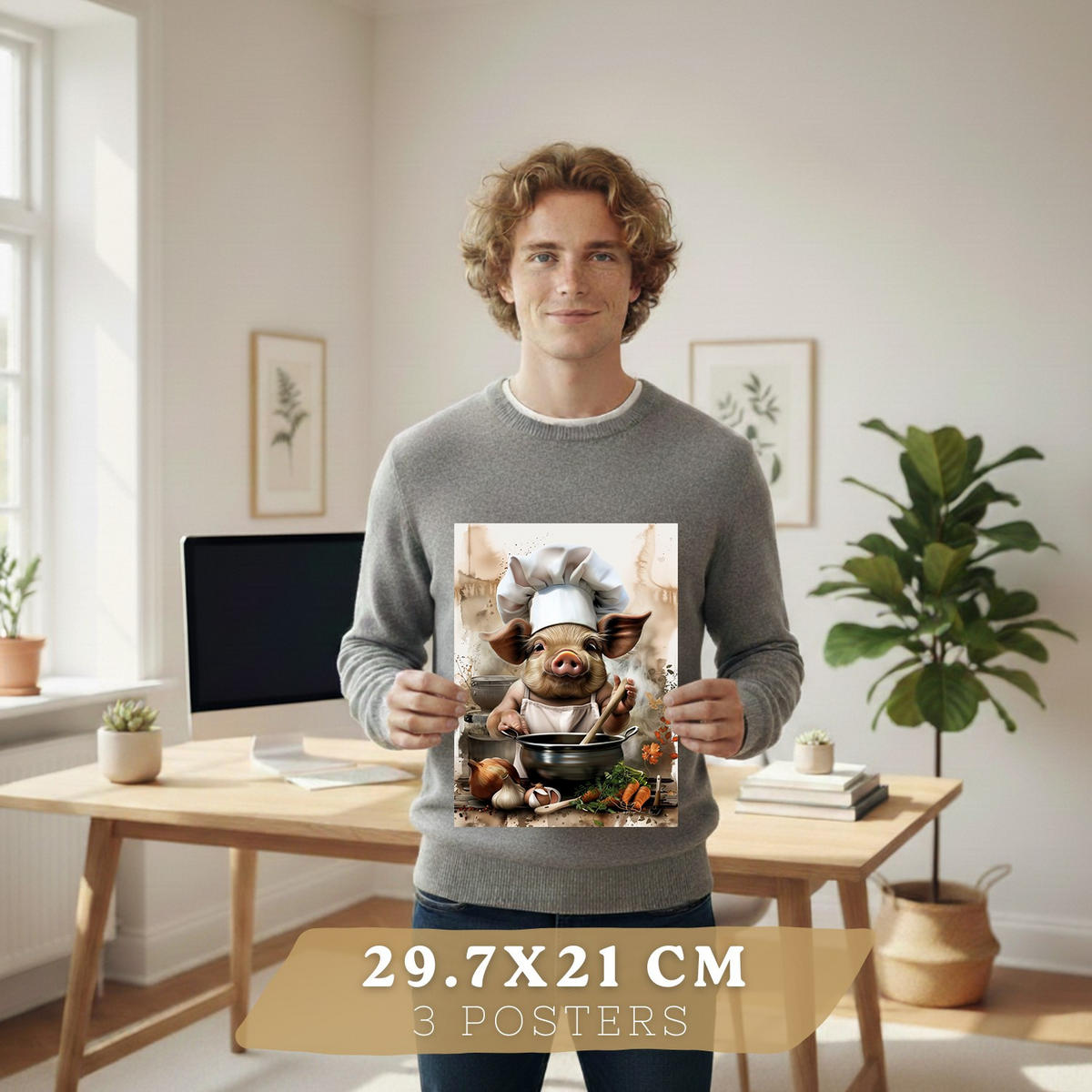 PLAKAT Sada 3 Dorty A4 bez rámu - čirá, papír (29.7/1/21cm) - Nacnic
