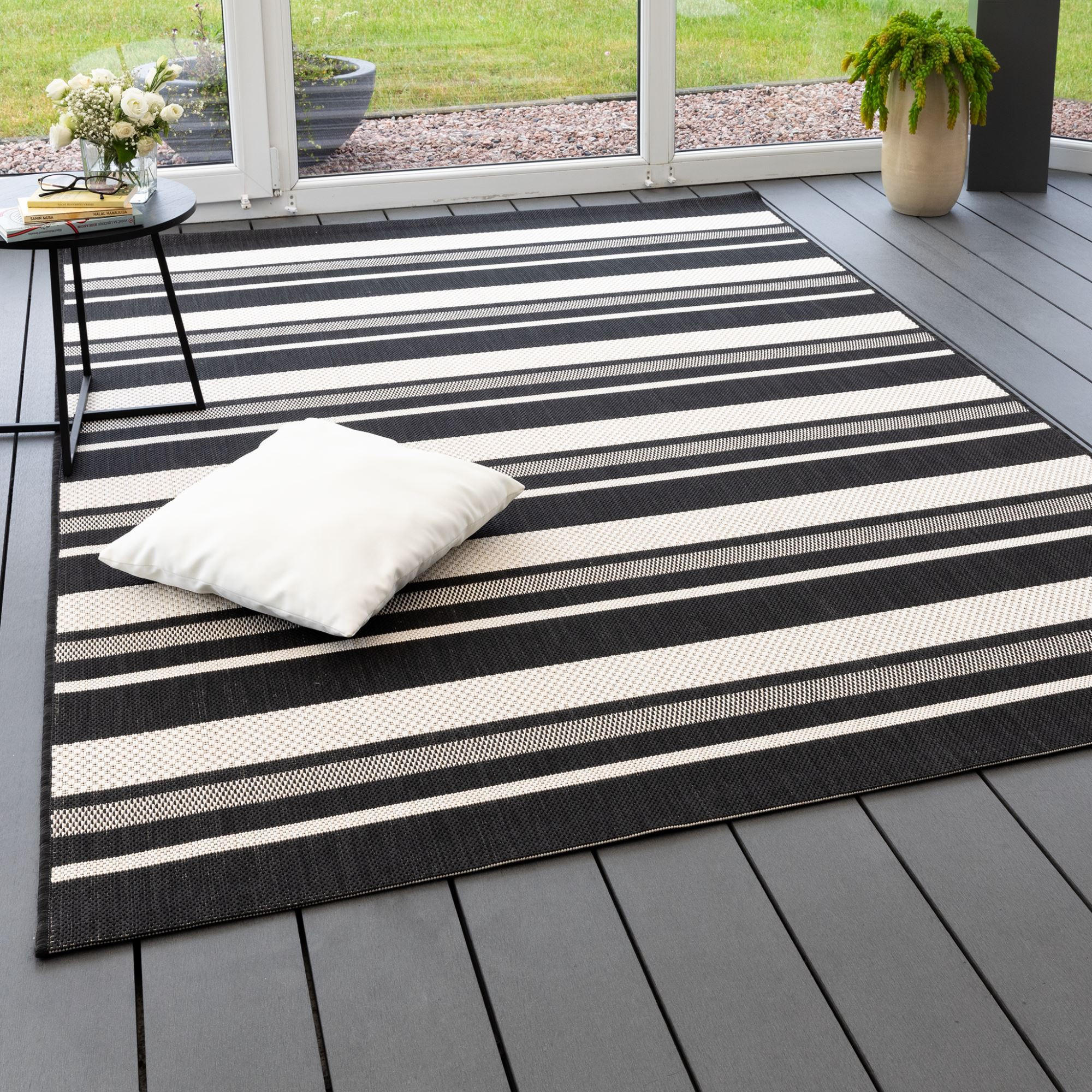 OUTDOORTEPPICH 200/290 cm Bergen Streifen - Schwarz, Textil (200/290cm) - Steffensmeier