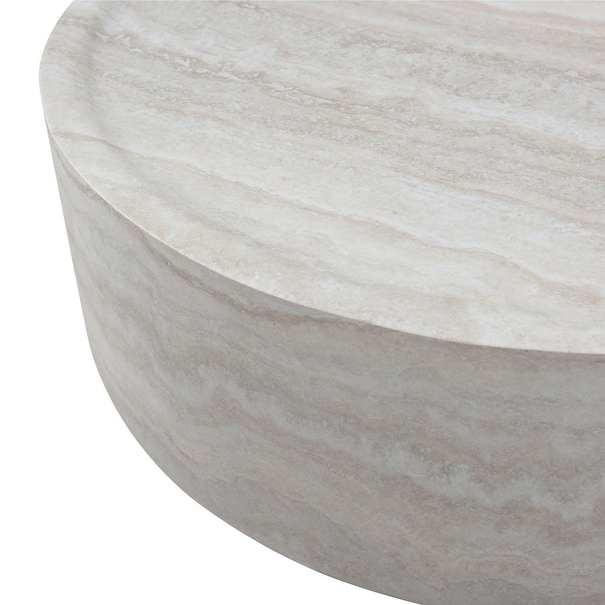 COUCHTISCH - rund - Marmor Hellgrau Dekor - Hellgrau, Glas (90/90/32cm) - home24