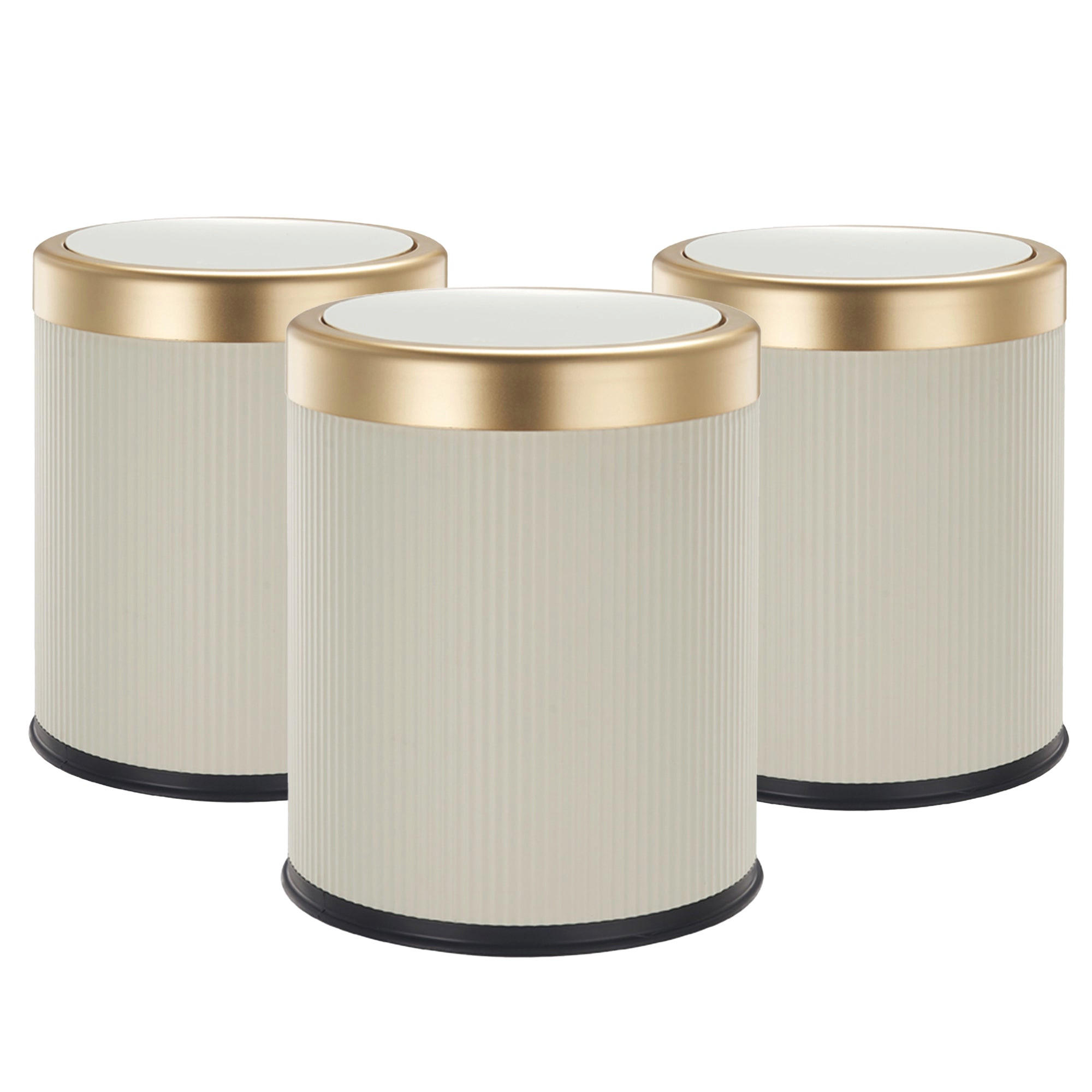 3 Push-Mülleimer GLINT goldfarben - Goldfarben, Metall (24/28/24cm) - Kitchen Move